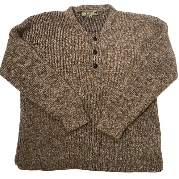 Peruvian Link Alpaca Collection Brown Henley Sweater M 100% Alpaca Knit Pullover - Picture 1 of 9